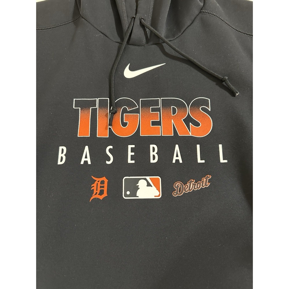 Detroit Tigers Nike DRI-FIT Hoodie Men Small Black MLB Baseball Sweatshirt Hoody - Picture 2 of 9
